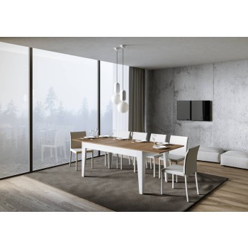 Tavolo Cico - Tavolo allungabile 90x160/220 cm Cico Mix piano Bianco Spatolato - base Antracite Spatolato