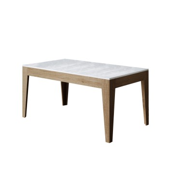 Tavolo Cico - Tavolo allungabile 90x160/220 cm Cico Mix piano Bianco Spatolato - base Antracite Spatolato