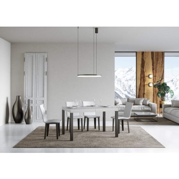 Tavolo Everyday Premium - Tavolo allungabile 90X120/224 cm Everyday Premium Bianco Frassino telaio Antracite