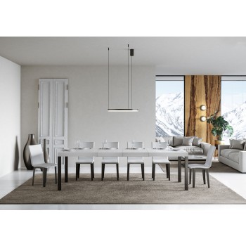 Tavolo Everyday Premium - Tavolo allungabile 90X120/224 cm Everyday Premium Bianco Frassino telaio Antracite