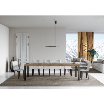 Tavolo Everyday Premium - Tavolo allungabile 90X120/224 cm Everyday Premium Bianco Frassino telaio Antracite