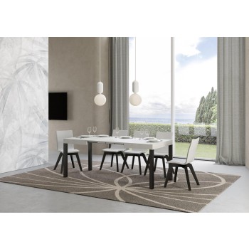 Tavolo Everyday - Tavolo allungabile 80x120/204 cm Everyday Bianco Frassino telaio Antracite