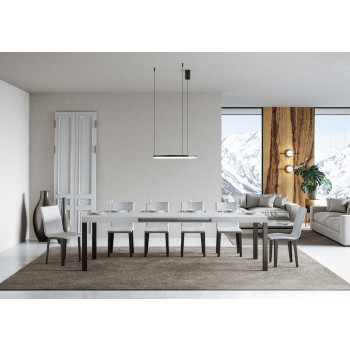 Tavolo Everyday - Tavolo allungabile 90X120/224 cm Everyday Bianco Frassino telaio Antracite