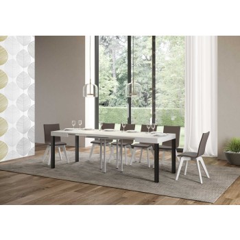 Tavolo Everyday - Tavolo allungabile 90x90/246 cm Everyday Bianco Frassino telaio Antracite