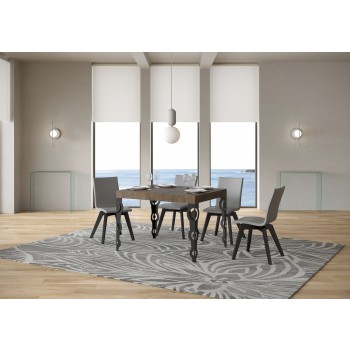 Tavolo Karamay Antracite - Tavolo allungabile 70x110/194 cm Karamay Bianco Frassino telaio Antracite