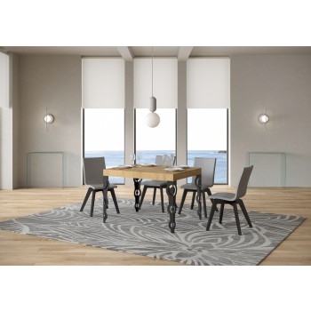 Tavolo Karamay Antracite - Tavolo allungabile 70x110/194 cm Karamay Bianco Frassino telaio Antracite