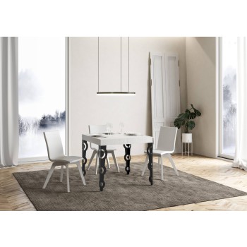 Tavolo Karamay Antracite - Tavolo allungabile 90x90/246 cm Karamay Bianco Frassino telaio Antracite