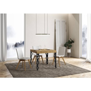 Tavolo Karamay Antracite - Tavolo allungabile 90x90/246 cm Karamay Bianco Frassino telaio Antracite