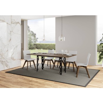 Tavolo Karamay Double - Tavolo apribile 120/200x45/90 cm Karamay Double Quercia Natura telaio Antracite