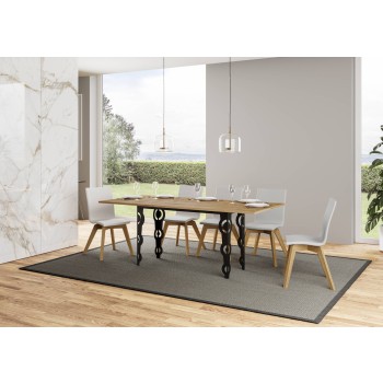 Tavolo Karamay Double - Tavolo apribile 120/200x45/90 cm Karamay Double Quercia Natura telaio Antracite