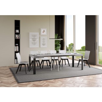 Tavolo Linea - Tavolo allungabile 90x90/246 cm Linea Bianco Frassino telaio Antracite