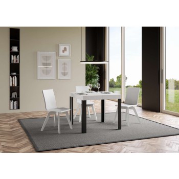 Tavolo Linea - Tavolo allungabile 90x90/246 cm Linea Bianco Frassino telaio Antracite