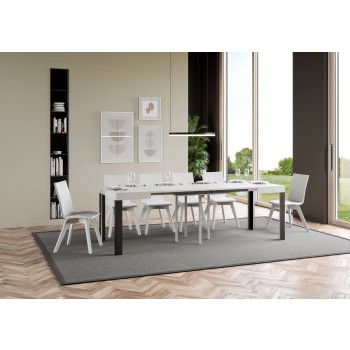 Tavolo Linea - Tavolo allungabile 90x90/246 cm Linea Bianco Frassino telaio Antracite