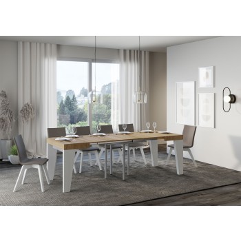 Tavolo Naxy - Tavolo allungabile 90x90/246 cm Naxy Bianco Frassino