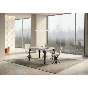 Tavolo Paxon Antracite - Tavolo allungabile 90X120/224 cm Paxon Bianco Frassino telaio Antracite