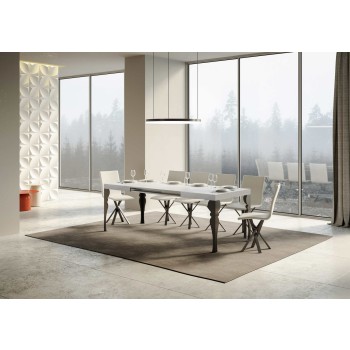 Tavolo Paxon Antracite - Tavolo allungabile 90X120/224 cm Paxon Bianco Frassino telaio Antracite