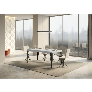 Tavolo Paxon Antracite - Tavolo allungabile 90x160/264 cm Paxon Bianco Frassino telaio Antracite