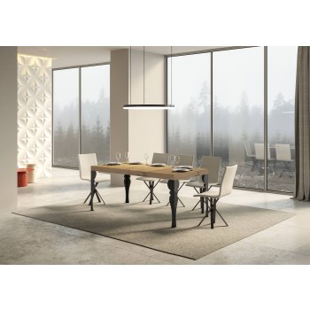 Tavolo Paxon Antracite - Tavolo allungabile 90x160/264 cm Paxon Bianco Frassino telaio Antracite