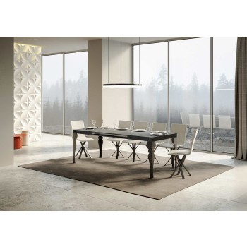 Tavolo Paxon Antracite - Tavolo allungabile 90x160/264 cm Paxon Bianco Frassino telaio Antracite