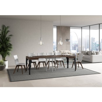 Tavolo Paxon Antracite - Tavolo allungabile 90x90/246 cm Paxon Bianco Frassino telaio Antracite