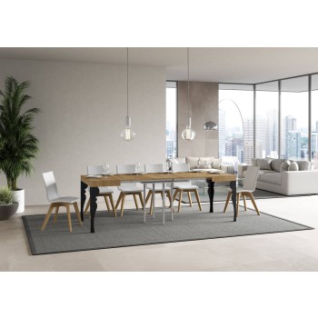 Tavolo Paxon Antracite - Tavolo allungabile 90x90/246 cm Paxon Bianco Frassino telaio Antracite