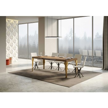 Tavolo Paxon Oro - Tavolo allungabile 90x130/234 cm Paxon Bianco Frassino telaio Oro