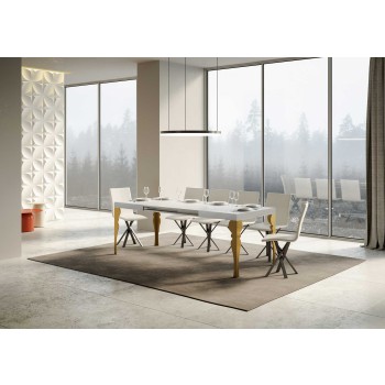 Tavolo Paxon Oro - Tavolo allungabile 90x130/234 cm Paxon Bianco Frassino telaio Oro