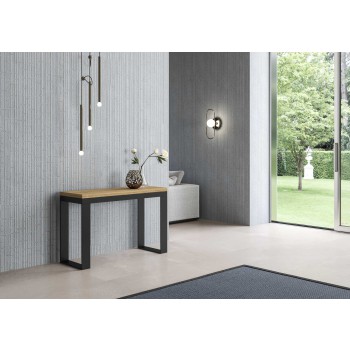 Tavolo Tecno Double - Tavolo apribile 120x45/90 cm Tecno Double Quercia Natura telaio Antracite