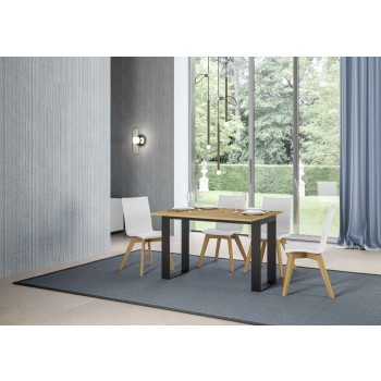 Tavolo Tecno Double - Tavolo apribile 120x45/90 cm Tecno Double Quercia Natura telaio Antracite