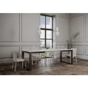 Tavolo Tecno Evolution - Tavolo allungabile 90x160/264 cm Tecno Evolution Bianco Frassino telaio Antracite