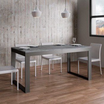 Tavolo Tecno Evolution - Tavolo allungabile 90x160/420 cm Tecno Evolution Bianco Frassino telaio Antracite