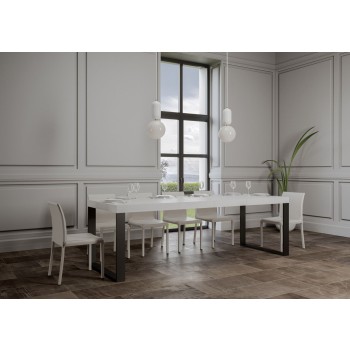 Tavolo Tecno Premium - Tavolo allungabile 90x130/234 cm Tecno Premium Bianco Frassino telaio Antracite