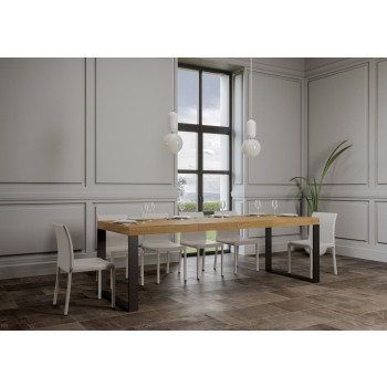 Tavolo Tecno Premium - Tavolo allungabile 90x130/390 cm Tecno Premium Bianco Frassino telaio Antracite