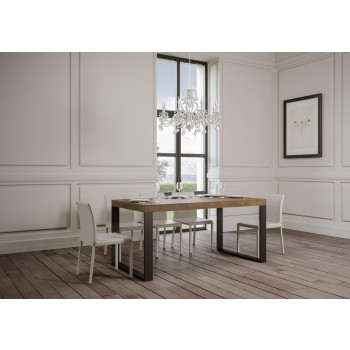 Tavolo Tecno Premium - Tavolo allungabile 90x160/420 cm Tecno Premium Bianco Frassino telaio Antracite