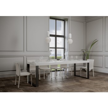 Tavolo Tecno Premium - Tavolo allungabile 90x180/284 cm Tecno Premium Bianco Frassino telaio Antracite