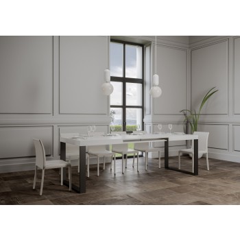 Tavolo Tecno - Tavolo allungabile 90x120/224 cm Tecno Bianco Frassino telaio Antracite