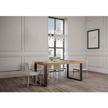 Tavolo Tecno - Tavolo allungabile 90x160/264 cm Tecno Bianco Frassino telaio Antracite