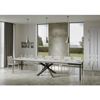 Tavolo Volantis Evolution telaio Antracite - Tavolo allungabile 90x120/380 cm Volantis Evolution Bianco Frassino telaio Antracite