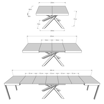 Tavolo Volantis Evolution telaio Antracite - Tavolo allungabile 90x120/380 cm Volantis Evolution Bianco Frassino telaio Antracite