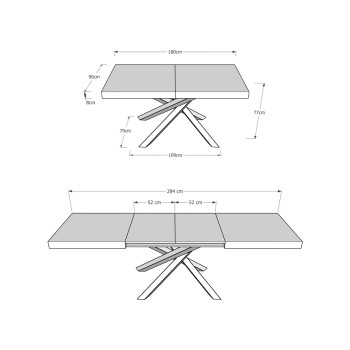 Tavolo Volantis Evolution telaio Antracite - Tavolo allungabile 90x180/284 cm Volantis Evolution Bianco Frassino telaio Antracite