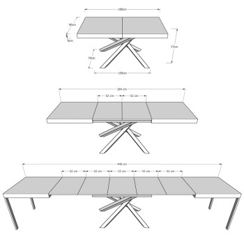 Tavolo Volantis Evolution telaio Antracite - Tavolo allungabile 90x180/440 cm Volantis Evolution Bianco Frassino telaio Antracite