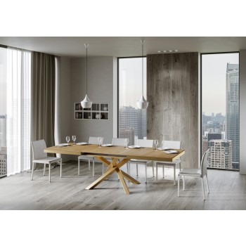 Tavolo Volantis Evolution telaio Oro - Tavolo allungabile 90x160/264 cm Volantis Evolution Bianco Frassino telaio Oro