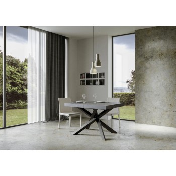 Tavolo Volantis Premium telaio Antracite - Tavolo allungabile 90x120/224 cm Volantis Premium Bianco Frassino telaio Antracite