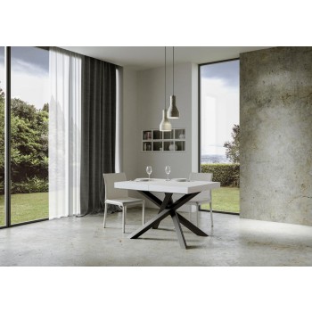 Tavolo Volantis Premium telaio Antracite - Tavolo allungabile 90x140/244 cm Volantis Premium Bianco Frassino telaio Antracite