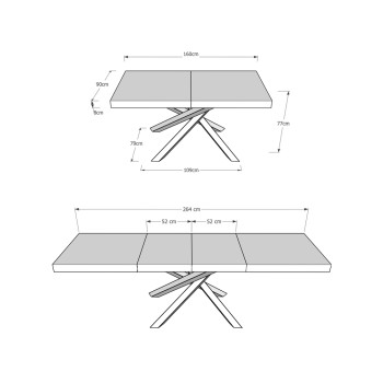 Tavolo Volantis Premium telaio Antracite - Tavolo allungabile 90x160/264 cm Volantis Premium Bianco Frassino telaio Antracite