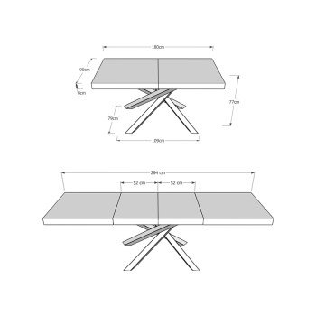 Tavolo Volantis Premium telaio Antracite - Tavolo allungabile 90x180/284 cm Volantis Premium Bianco Frassino telaio Antracite