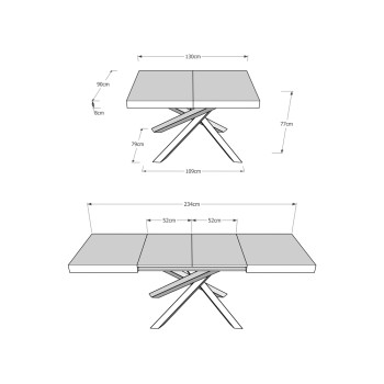 Tavolo Volantis telaio Antracite - Tavolo allungabile 90x130/234 cm Volantis Bianco Frassino telaio Antracite