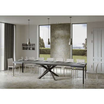 Tavolo Volantis telaio Antracite - Tavolo allungabile 90x130/390 cm Volantis Bianco Frassino telaio Antracite