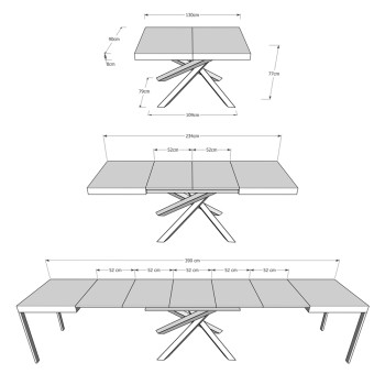 Tavolo Volantis telaio Antracite - Tavolo allungabile 90x130/390 cm Volantis Bianco Frassino telaio Antracite