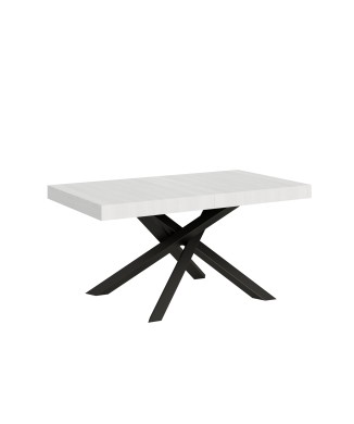 Tavolo Volantis telaio Antracite - Tavolo allungabile 90x160/264 cm Volantis Bianco Frassino telaio Antracite